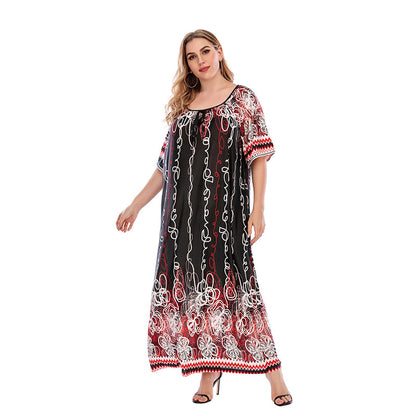 【50%OFF】【L-4XL】💐👩2024 Rochie largi din matase de gheata cu imprimeu de marime mare