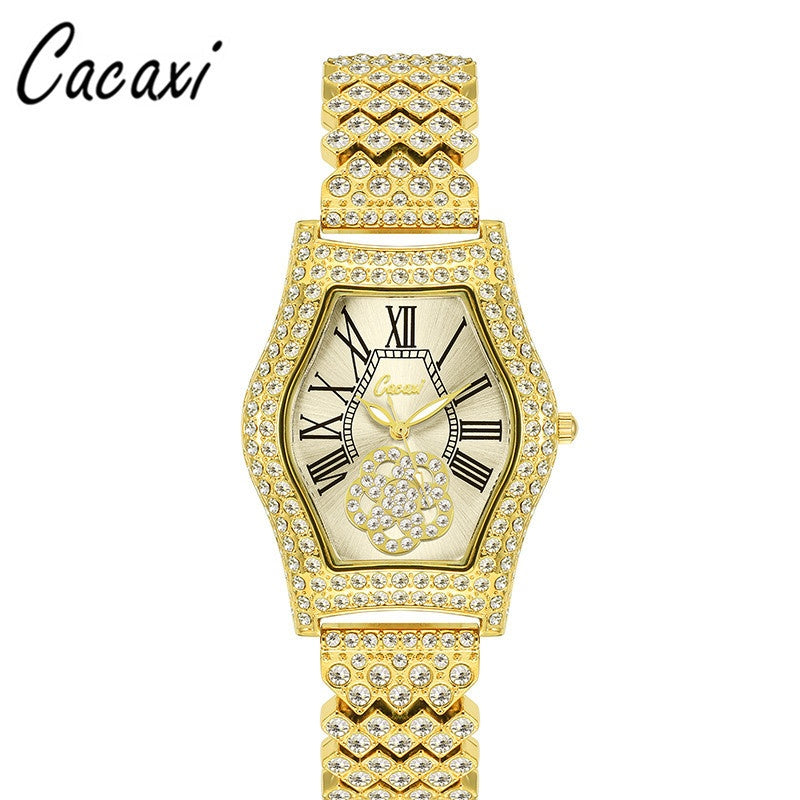 [50% OFF]⌚️🌹Full Diamond Wine Barrel🎀 Gold Ceas cu cuarț pentru femei 💗