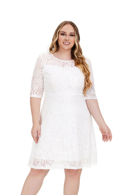 [50% OFF]  2024 Rochie nouă cu gât rotund mare din dantelă