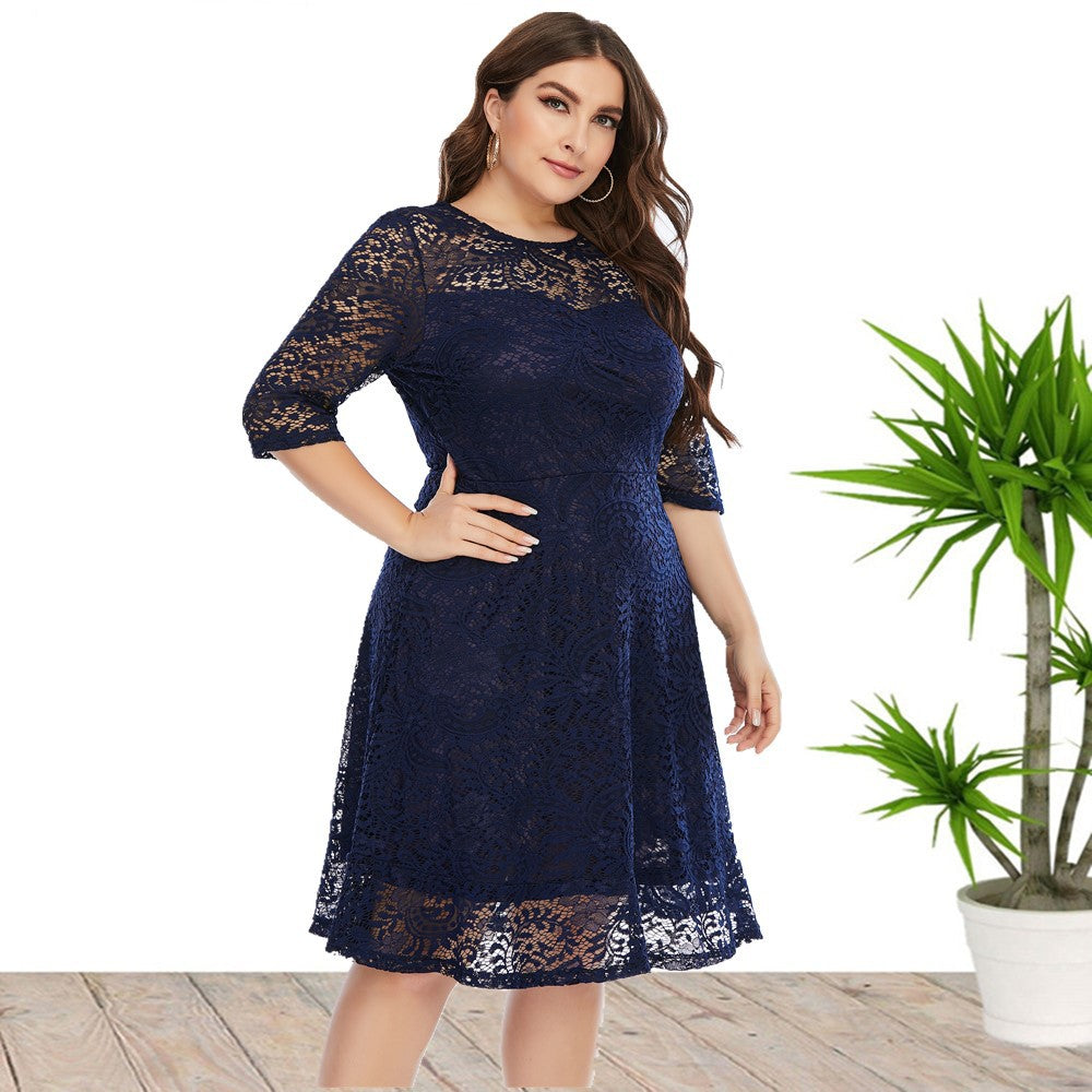 [50% OFF]  2024 Rochie nouă cu gât rotund mare din dantelă