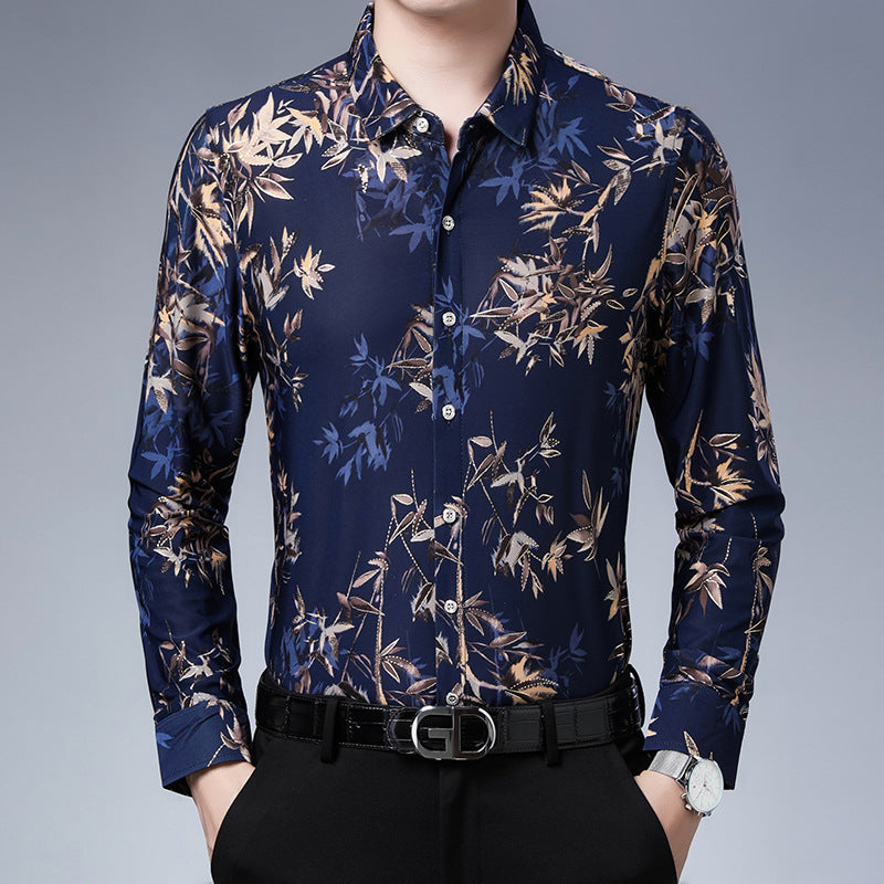 【60%OFF】【M-4XL】2024 Produse noi🤵👔Cămașă Ice Silk Hot Gold pentru bărbați✨