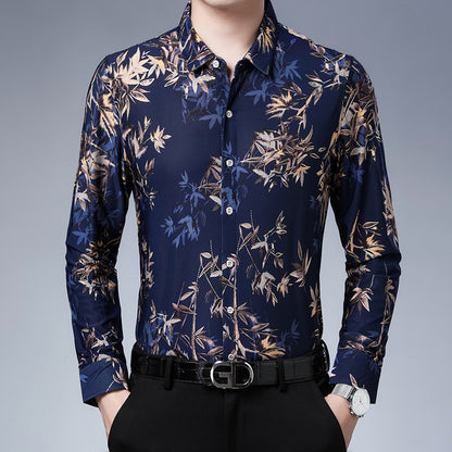 【60%OFF】【M-4XL】2024 Produse noi🤵👔Cămașă Ice Silk Hot Gold pentru bărbați✨