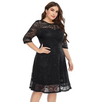 [50% OFF]  2024 Rochie nouă cu gât rotund mare din dantelă