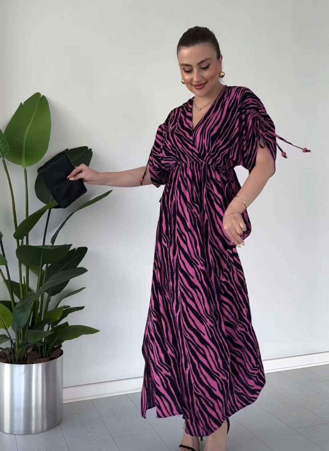 【60%OFF】【S-5XL】👸💐2024 Rochie eleganta cu imprimeu zebra👠🛍️