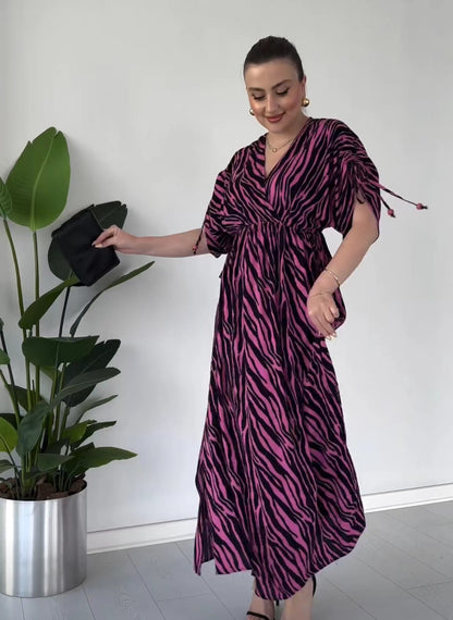 【60%OFF】【S-5XL】👸💐2024 Rochie eleganta cu imprimeu zebra👠🛍️