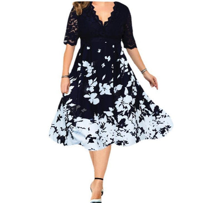 [60% OFF] 【L-6XL】👸💗Rochie patchwork din dantela cu decolteu in V👗👠
