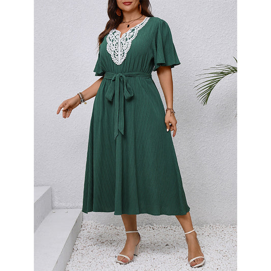 【50%OFF】🌹【S-4XL】👗Vara Nouă Rochie💗 cu talie mare verde Wrap🍷