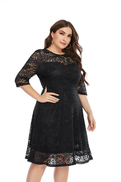 [50% OFF]  2024 Rochie nouă cu gât rotund mare din dantelă