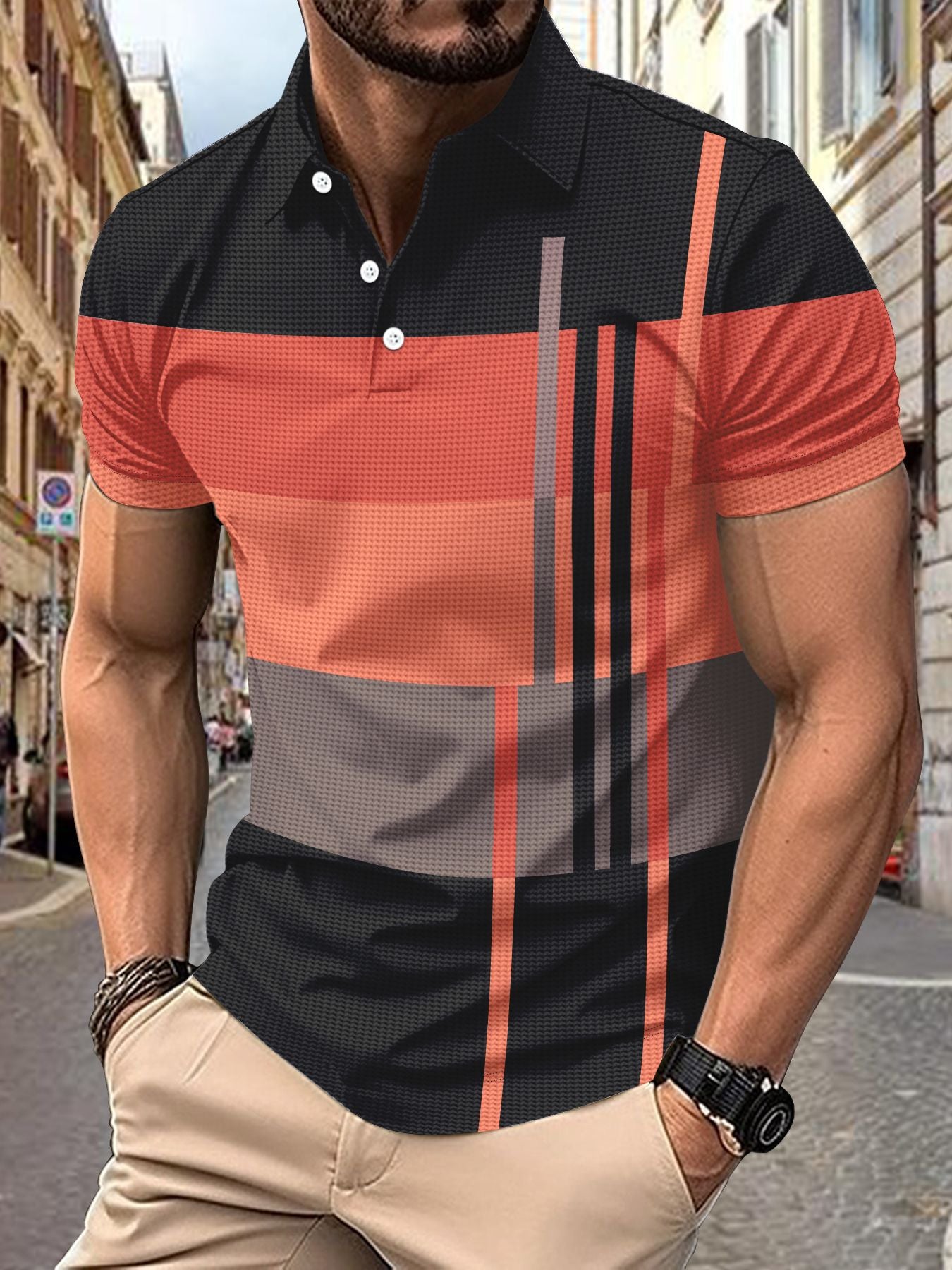 [50% OFF] 🤵[S-3XL]👔Cămașă POLO cu mânecă scurtă pentru bărbați blochează culoarea în carouri⌚️💪