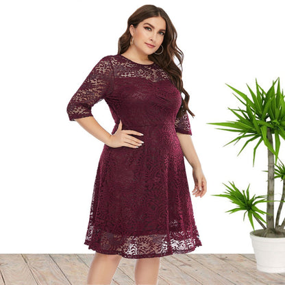 [50% OFF]  2024 Rochie nouă cu gât rotund mare din dantelă