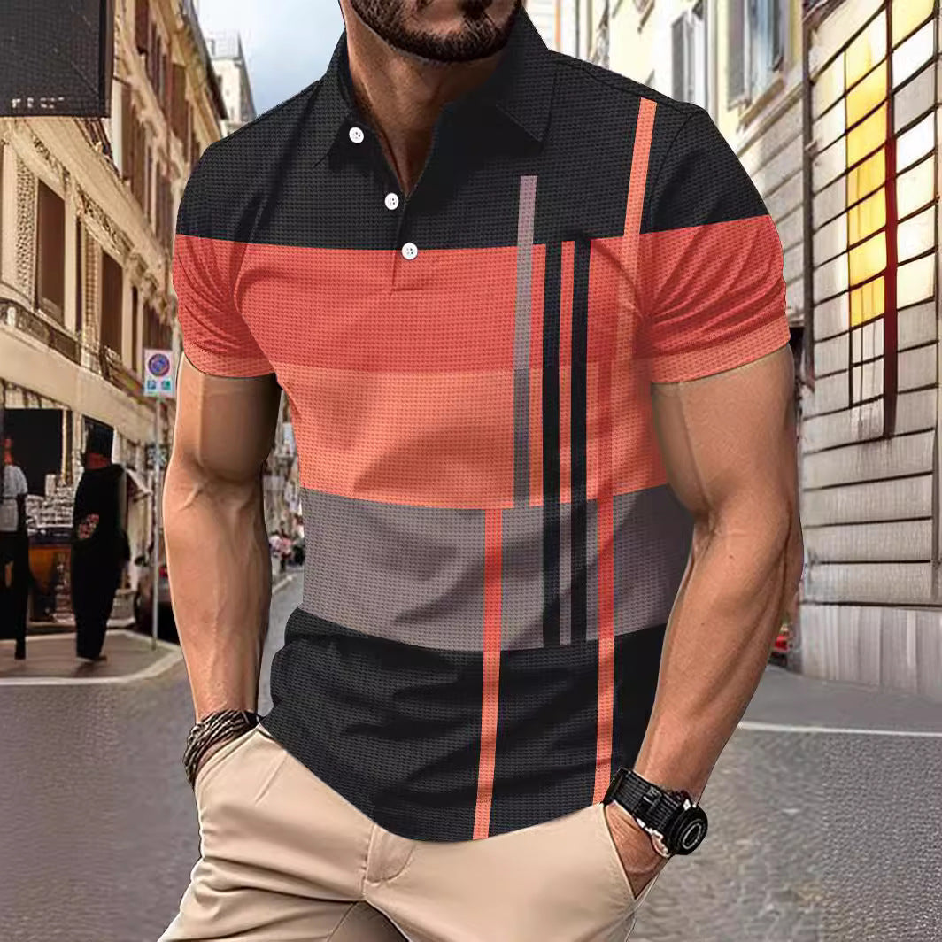 [50% OFF] 🤵[S-3XL]👔Cămașă POLO cu mânecă scurtă pentru bărbați blochează culoarea în carouri⌚️💪