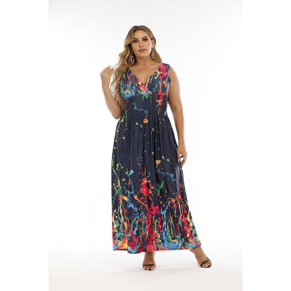 【50% OFF】【S-5XL】💐👩Rochie boemă de mătase de gheață supradimensionată pentru femei.