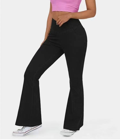 【XS-4XL】👸2024 Sunzel Flare Leggings, Crossover Yoga Pants with Tummy Control👖High-Waisted and Wide Leg🧘