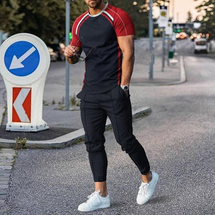 [50% OFF] [s-4xl]👨👕Set casual nou pentru bărbați cu 🚬mânecă scurtă la modă din două piese🕶️