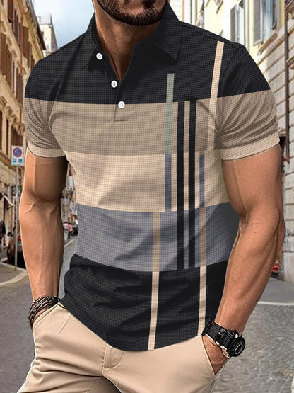 [50% OFF] 🤵[S-3XL]👔Cămașă POLO cu mânecă scurtă pentru bărbați blochează culoarea în carouri⌚️💪