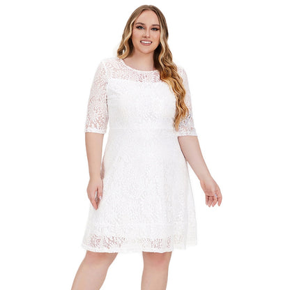 [50% OFF]  2024 Rochie nouă cu gât rotund mare din dantelă