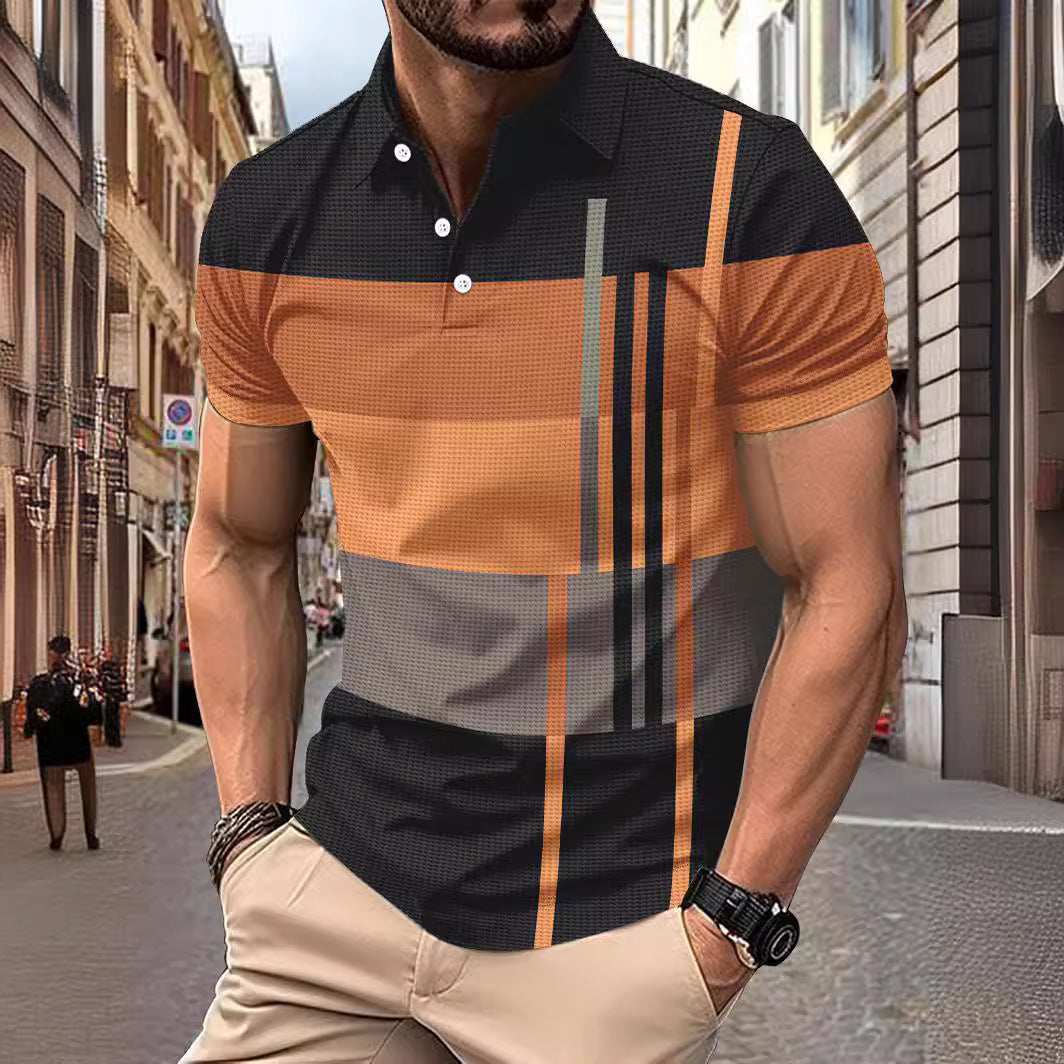 [50% OFF] 🤵[S-3XL]👔Cămașă POLO cu mânecă scurtă pentru bărbați blochează culoarea în carouri⌚️💪