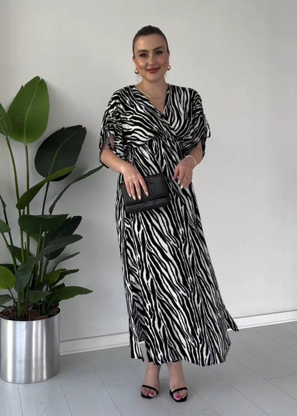 【60%OFF】【S-5XL】👸💐2024 Rochie eleganta cu imprimeu zebra👠🛍️