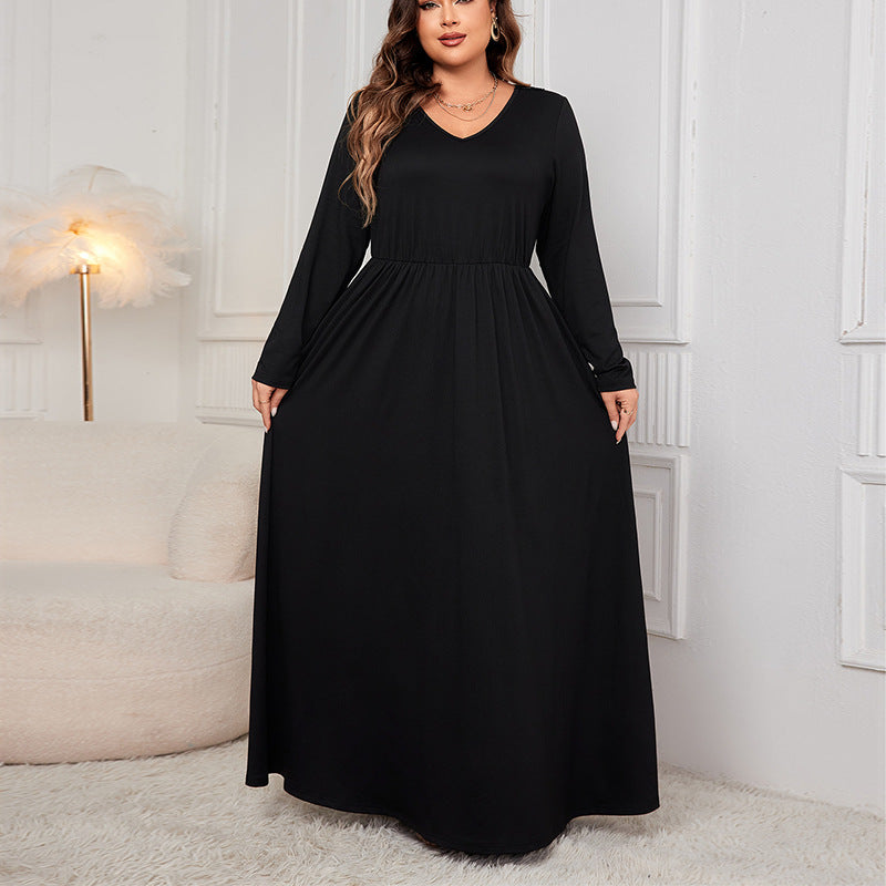 🔥🔥🔥2024 Rochie maxi cu mâneci lungi, cu decolteu în V, mărimi plus 👗👠