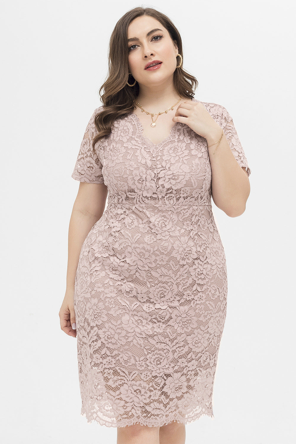 【60%OFF】❤️【XL-4XL】👸💄Rochie sexy din dantelă cu decolteu în V👗🫦