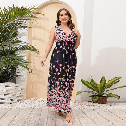 【50%OFF】【XL-5XL】💐👩Rochie de damă din mătase de gheață imprimată supradimensionată de vânzare fierbinte