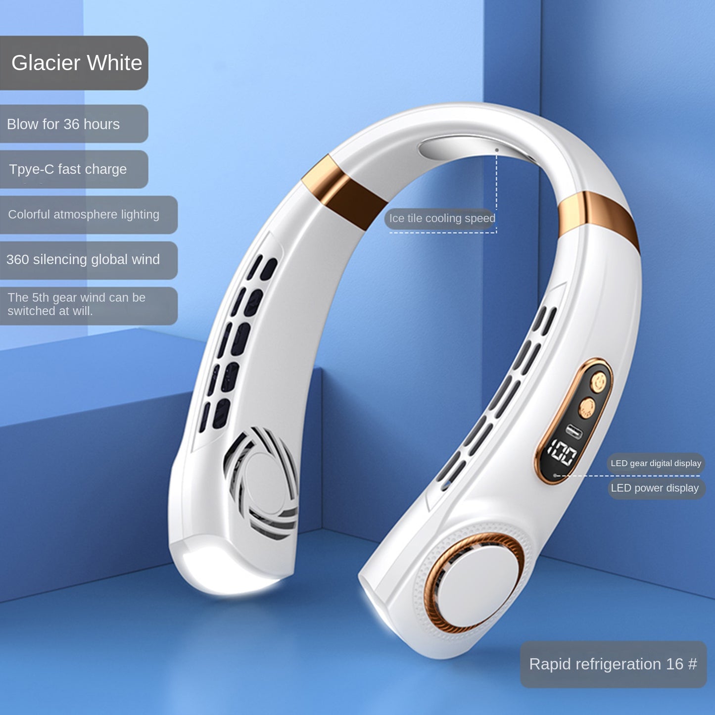 【50%OFF】💥2024 nou USB silențios 🧊multifuncțional mini ventilator🌬️ portabil agățat gât🍃