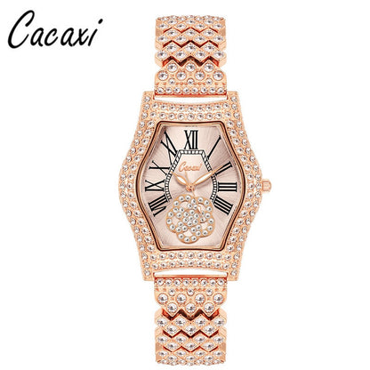 [50% OFF]⌚️🌹Full Diamond Wine Barrel🎀 Gold Ceas cu cuarț pentru femei 💗